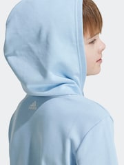 adidas Blue Sportswear Essentials Two Colored Big Logo Cotton Hoodie - Image 4 of 6