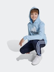 adidas Blue Sportswear Essentials Two Colored Big Logo Cotton Hoodie - Image 5 of 6