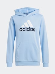 adidas Blue Sportswear Essentials Two Colored Big Logo Cotton Hoodie - Image 6 of 6