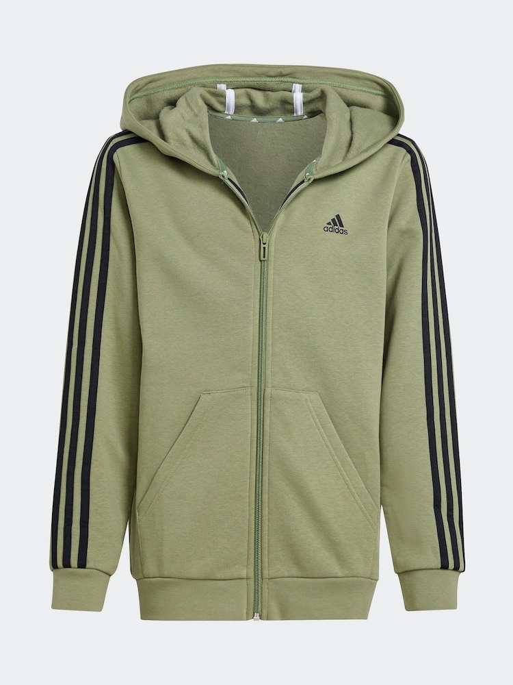 أخضر - هودي بسحاب كامل و3 خطوط Essentials من Adidas - صورة 6 من 6 أخضر - هودي بسحاب كامل و3 خطوط Essentials من Adidas - صورة 6 من 6