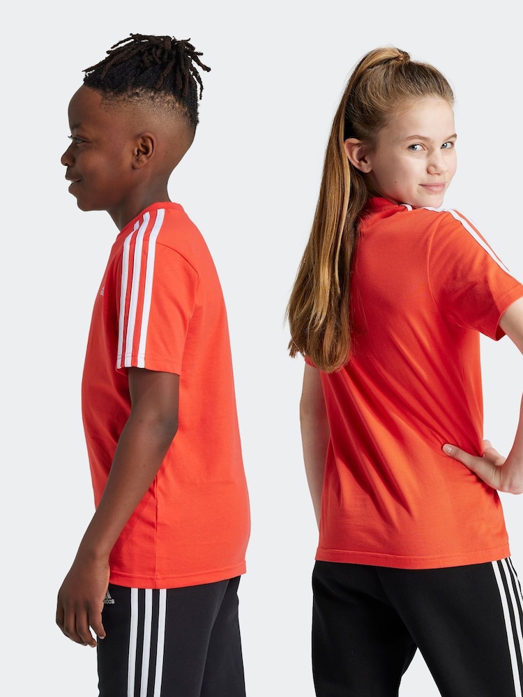adidas Orange Essentials 3 Stripes 100% Cotton T-Shirt - Image 2 of 6