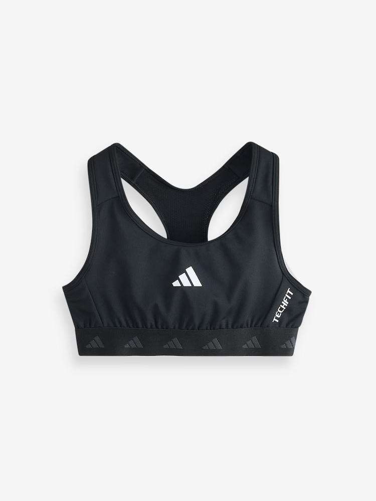 adidas Black Techfit Power React Bra - Image 1 of 1