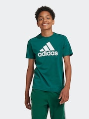 adidas Green Sportswear Essentials Big Logo 100% Cotton T-Shirt - Image 1 of 6