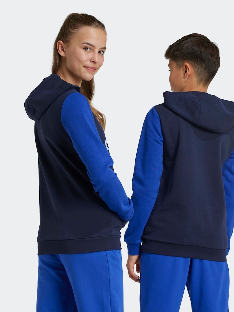 adidas Blue Essentials Big Logo Colourblock Hoodie Kids - Image 2 of 8