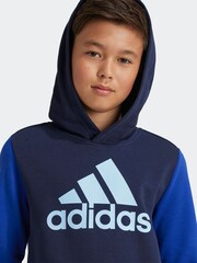 adidas Blue Essentials Big Logo Colourblock Hoodie Kids - Image 6 of 8