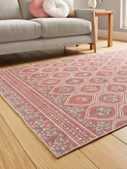 Catherine Lansfield Terracotta Cameo Floral Washable Rug - Image 2 of 6