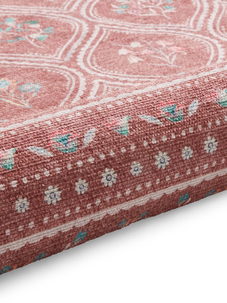 Catherine Lansfield Terracotta Cameo Floral Washable Rug - Image 6 of 6