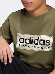 adidas Green Kids Sportswear 100% Cotton Camo Linear Graphic T-Shirt - Image 6 of 12