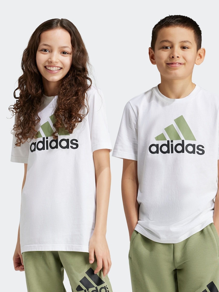 adidas White/Grey Bold Logo 100% Cotton T-Shirt - Image 1 of 6