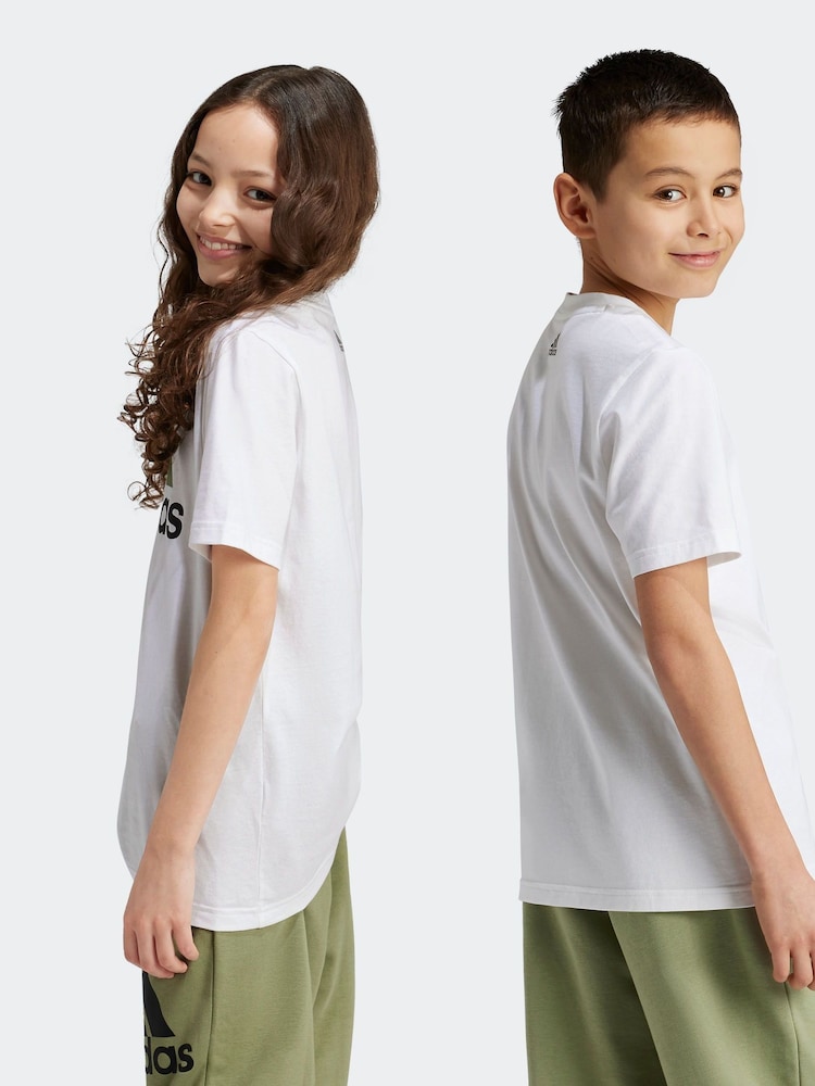 adidas White/Grey Bold Logo 100% Cotton T-Shirt - Image 2 of 6
