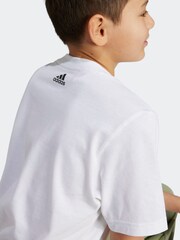 adidas White/Grey Bold Logo 100% Cotton T-Shirt - Image 3 of 6