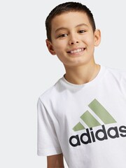 adidas White/Grey Bold Logo 100% Cotton T-Shirt - Image 4 of 6