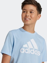 adidas Dark Blue Sportswear Essentials Big Logo 100% Cotton T-Shirt - Image 3 of 5