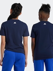adidas Blue Dark Bold Logo 100% Cotton T-Shirt - Image 2 of 6