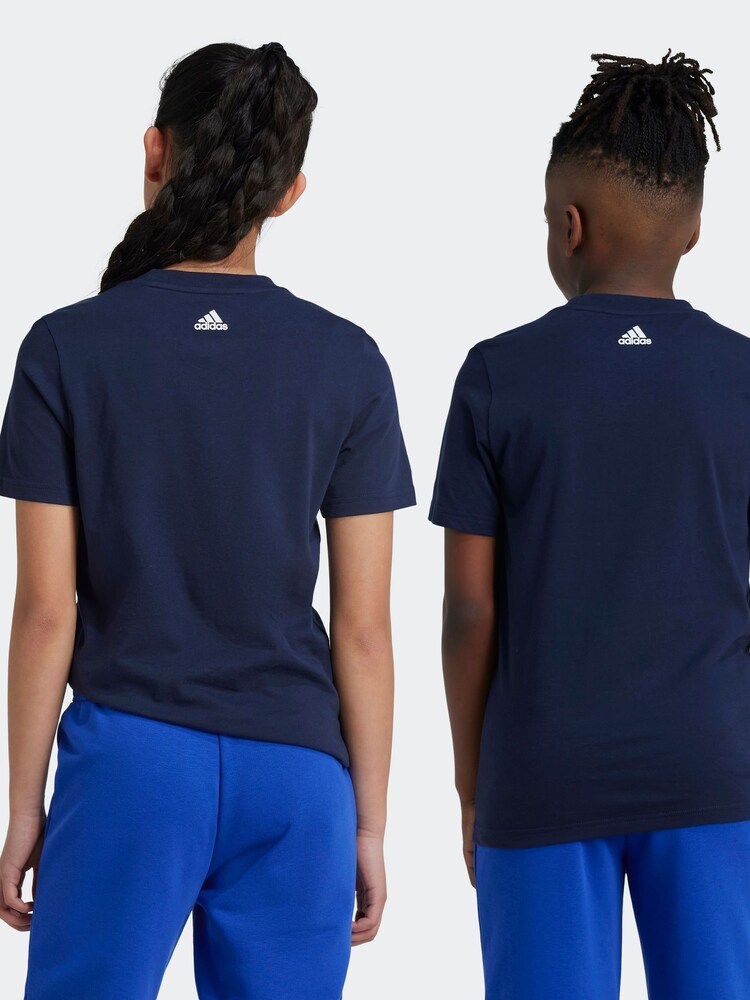 adidas Blue Dark Bold Logo 100% Cotton T-Shirt - Image 2 of 6