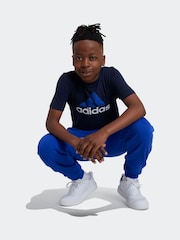 adidas Blue Dark Bold Logo 100% Cotton T-Shirt - Image 3 of 6
