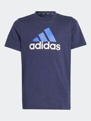 adidas Blue Dark Bold Logo 100% Cotton T-Shirt - Image 6 of 6