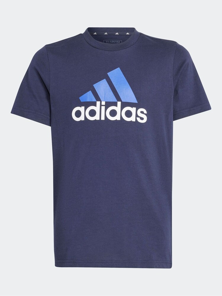 adidas Blue Dark Bold Logo 100% Cotton T-Shirt - Image 6 of 6