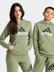 adidas Green Sportswear Essentials Two Colored Big Logo Cotton Hoodie - Image 1 of 6