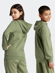 adidas Green Sportswear Essentials Two Colored Big Logo Cotton Hoodie - Image 2 of 6