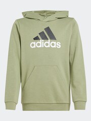 adidas Green Sportswear Essentials Two Colored Big Logo Cotton Hoodie - Image 6 of 6