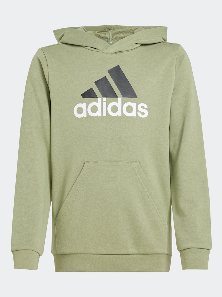 adidas Green Sportswear Essentials Two Colored Big Logo Cotton Hoodie - Image 6 of 6