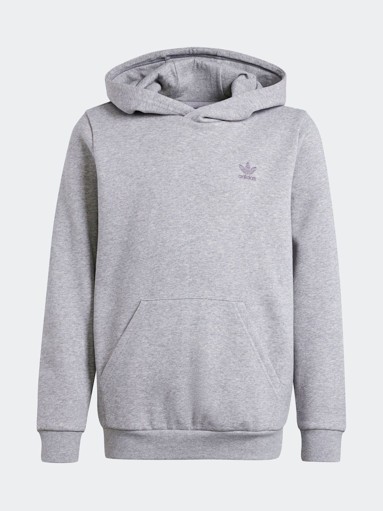 adidas originals Grey Small Trefioil Logo Hoodie - Image 5 of 5