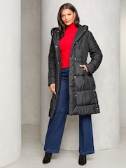 Lipsy Black Petite Shower Resistant Belted Padded Coat - Image 3 of 4
