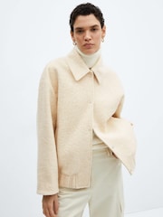 Mango Cream Oversized Bomber Jacket - Image 1 of 7