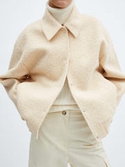 Mango Cream Oversized Bomber Jacket - Image 5 of 7