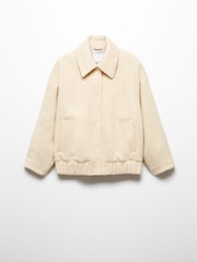Mango Cream Oversized Bomber Jacket - Image 6 of 7