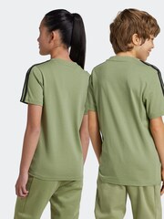 adidas Sage Green Essentials 3 Stripes 100% Cotton T-Shirt - Image 2 of 6