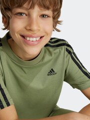 adidas Sage Green Essentials 3 Stripes 100% Cotton T-Shirt - Image 4 of 6