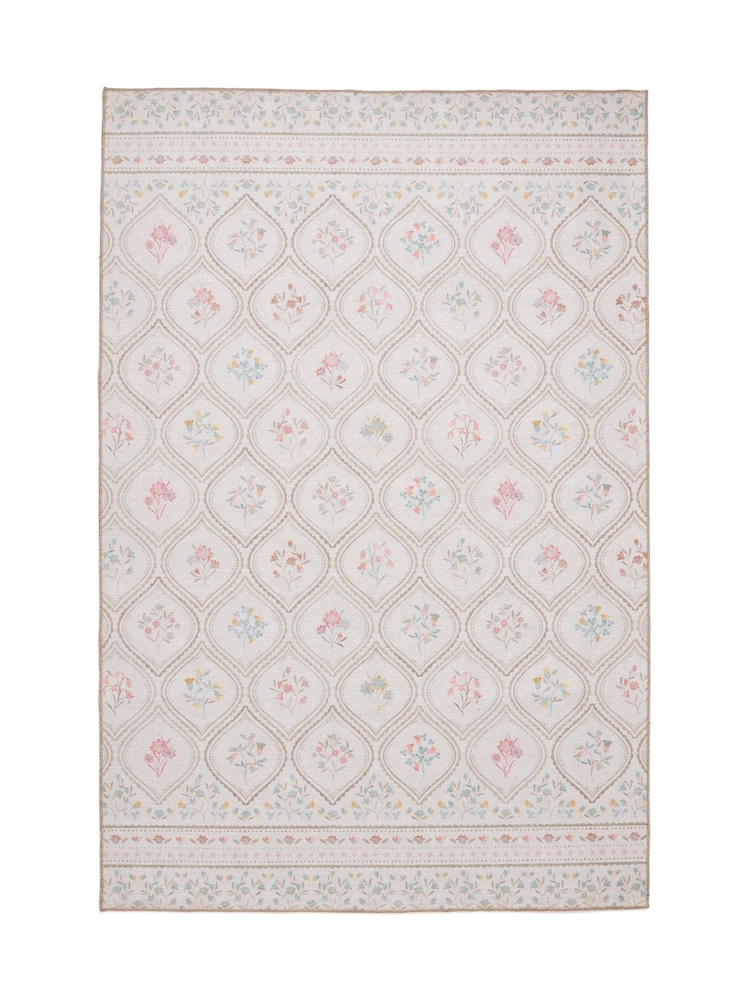 Catherine Lansfield Cream Cameo Floral Washable Rug - Image 5 of 5 Catherine Lansfield Cream Cameo Floral Washable Rug - Image 5 of 5