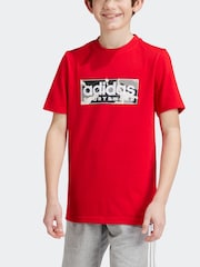 adidas Red Kids Sportswear 100% Cotton Camo Linear Graphic T-Shirt - Image 3 of 11