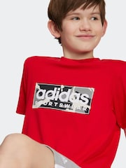 adidas Red Kids Sportswear 100% Cotton Camo Linear Graphic T-Shirt - Image 4 of 11