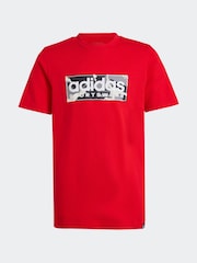adidas Red Kids Sportswear 100% Cotton Camo Linear Graphic T-Shirt - Image 7 of 11