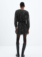 Mango Black Print Wrap Dress - Image 2 of 6