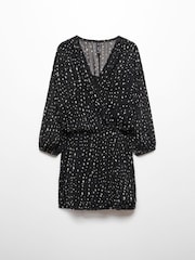Mango Black Print Wrap Dress - Image 5 of 6