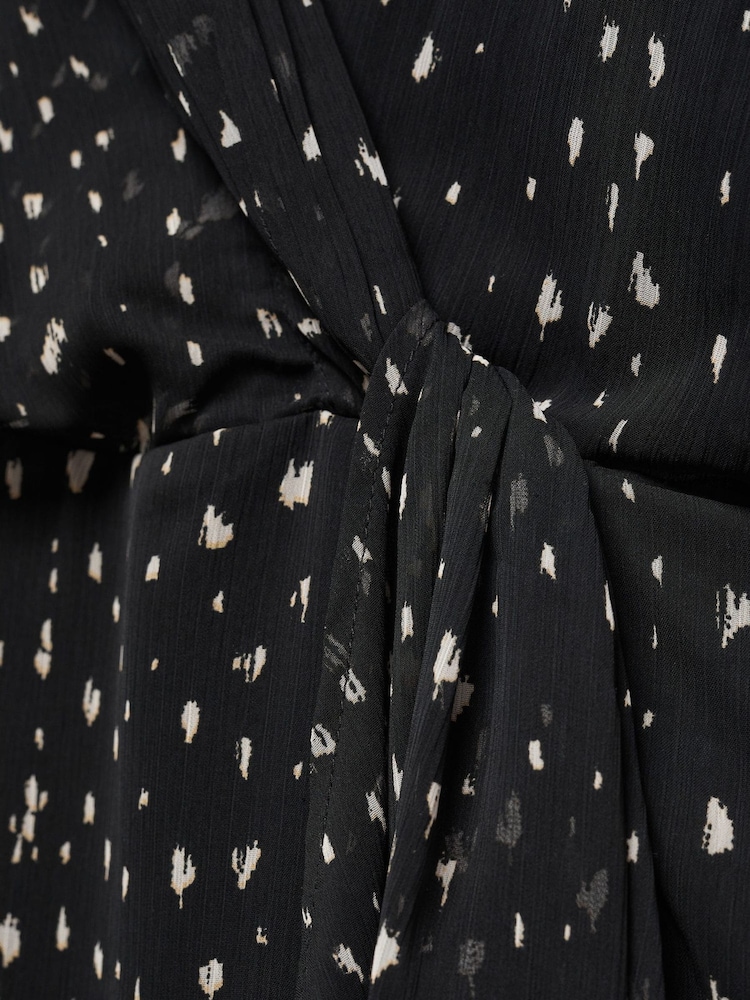Mango Black Print Wrap Dress - Image 6 of 6 Mango Black Print Wrap Dress - Image 6 of 6