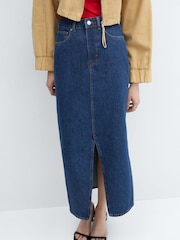 Mango Blue Slit Denim Skirt - Image 1 of 1