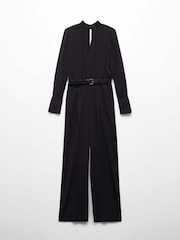 Mango Black Belt Long Jumpsuit - Image 6 of 7