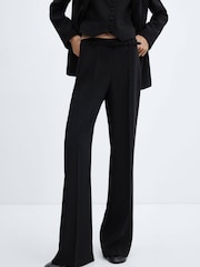 Mango Black Wideleg Trousers With Belt - Image 1 of 6