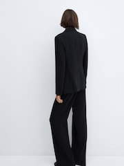 Mango Black Wideleg Trousers With Belt - Image 2 of 6