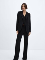 Mango Black Wideleg Trousers With Belt - Image 3 of 6