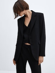 Mango Black Wideleg Trousers With Belt - Image 4 of 6