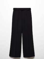 Mango Black Wideleg Trousers With Belt - Image 5 of 6