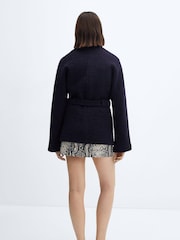Mango Black Wool-Blend Jacket With Belt - Image 2 of 7