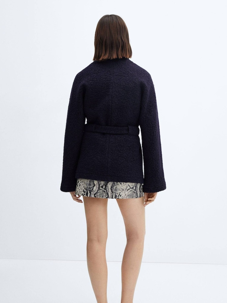 Mango Black Wool-Blend Jacket With Belt - Image 2 of 7 Mango Black Wool-Blend Jacket With Belt - Image 2 of 7