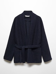 Mango Black Wool-Blend Jacket With Belt - Image 6 of 7